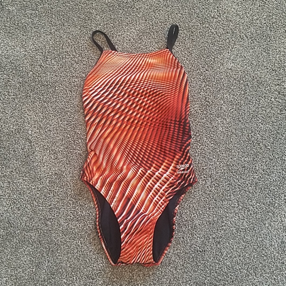 Orange patterned speedo suit